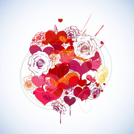Téléchargez les photos : Coeurs rouges et roses décoration de page, symbole d'amour, conception de cartes d'amour - en image libre de droit