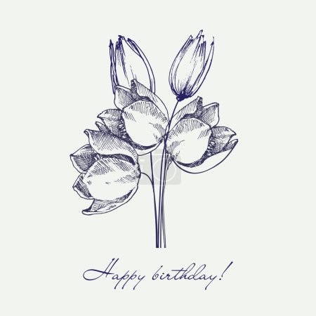 Téléchargez les photos : Carte de vœux d'anniversaire floral, bouquet de tulipes - en image libre de droit