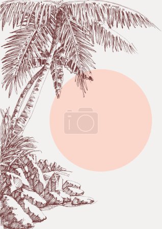 Téléchargez les photos : Dessin main de palmier. Summer plage vacances fond - en image libre de droit