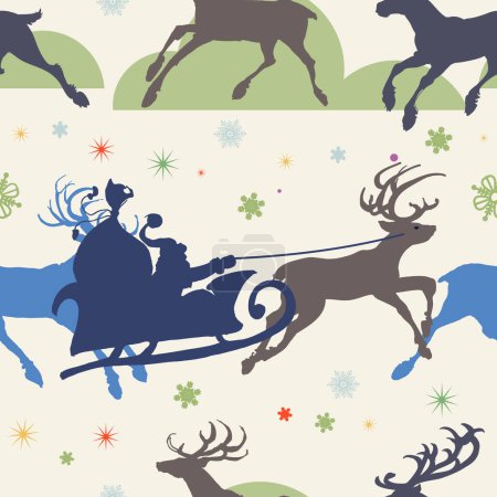 Téléchargez les photos : Modèle saisonnier de Noël Père Noël traîneau et rennes - en image libre de droit