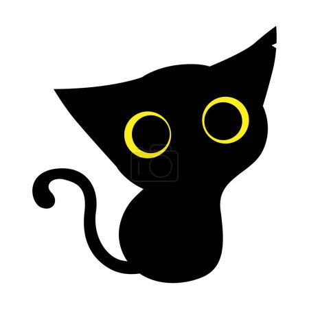 Photo for Cute and simple black kitten or void cat with huge eyes. Vector illustration. - Royalty Free Image
