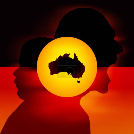 Illustration for Aboriginal australian flag illustration, a tribute to first nations - Royalty Free Image