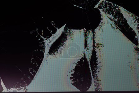 Photo for Broken lcd tft tn screen flat macro texture with crystal leakage and physical damage cracks, closeup with selective focus and blur. - Royalty Free Image