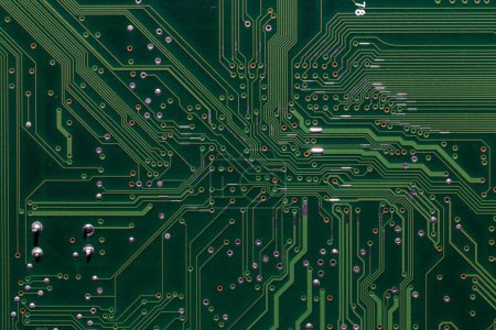 Photo for Back side of green digital circuit board - flat full-frame background and texture. - Royalty Free Image