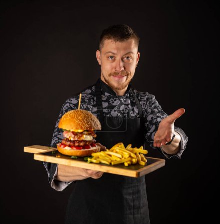 Foto de Deliciosa hamburguesa recién cocinada por el chef - Imagen libre de derechos