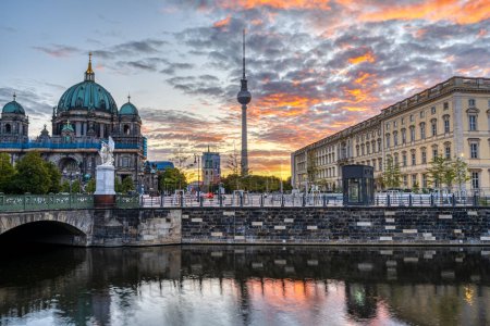 Photo for The Berlin Cathedral, the TV Tower and parts of the reconstructed Berlin City Palace before sunrise - Royalty Free Image