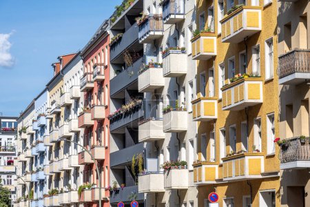 Photo for Multi-colored old apartment buildings seen in Berlin, Germany - Royalty Free Image