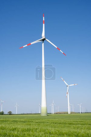 Wind energy turbines seen in rural Germany