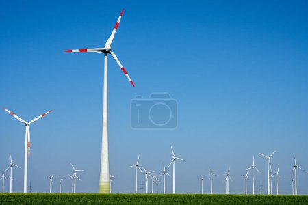 Many wind turbines seen in rural Germany