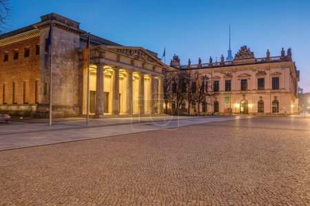 The Neue Wache and the German Historic Museum in Berlin at dawn
