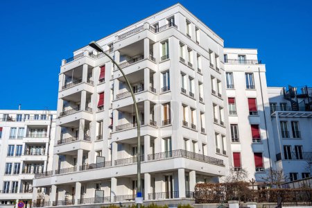 Photo for White modern apartment buildings seen in Prenzlauer Berg, Berlin, Germany - Royalty Free Image