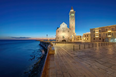 The Piazza Duomo with the famous cathedral in Trani at dawn