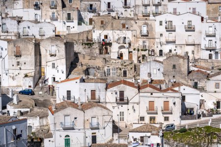 The old houses of Monte Sant Angelo on the Gargano mountains in the Puglia region of Italy