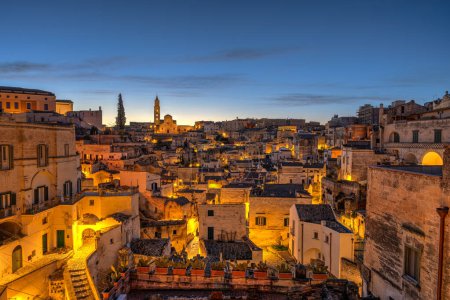 La vieille ville de Matera dans le sud de l'Italie à l'aube