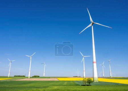 Wind turbines in agricultural fields seen in Germany