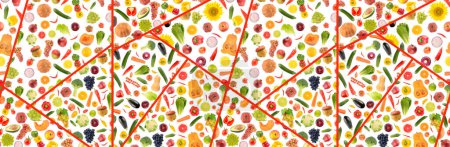 Photo for Beautiful seamless pattern wholesome fruits, vegetables and berries. - Royalty Free Image