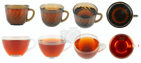 Téléchargez les photos : Cup of black tea from different angles isolated on white background - en image libre de droit
