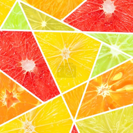 Photo for Citrus pattern fresh ripe sliced oranges, lemons, tangerines and grapefruits. Fruit background. - Royalty Free Image