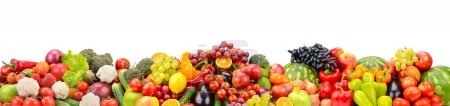 Photo for Multicolored berries, fruits and vegetables isolated on white background. - Royalty Free Image