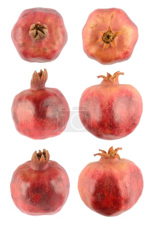 Photo for Collection pomegranates from different angles isolated on white background. - Royalty Free Image