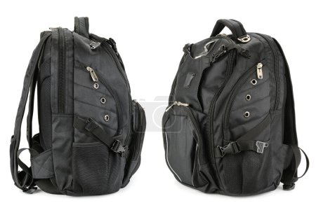 Photo for Black backpack isolated on a white background - Royalty Free Image
