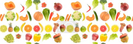 Téléchargez les photos : Fruit vegetable seamless pattern isolated on white background. - en image libre de droit