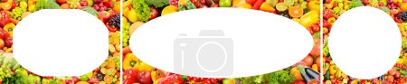 Photo for Collection of frames from fruits, vegetables and berries. - Royalty Free Image