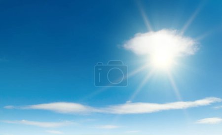 Téléchargez les photos : Soleil brillant sur un beau ciel bleu avec des nuages blancs. - en image libre de droit