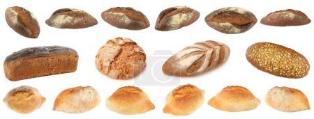 Photo for Large set of white and black bread isolated on white background. - Royalty Free Image