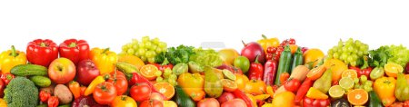 Photo for Multicolored bright fruits and vegetables isolated on white background. - Royalty Free Image