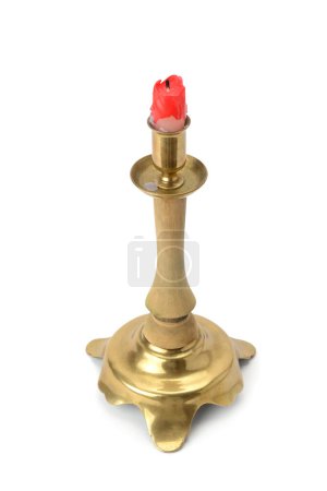 Photo for Candlestick and candle isolated on a white background - Royalty Free Image