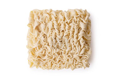 Photo for Square dry egg noodles in a briquette isolated on a white background. Asian fast food. - Royalty Free Image