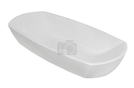 Téléchargez les photos : Moderne rectangulaire (ovale) avec des coins arrondis évier en céramique blanche (lavabo) pour deux personnes, pour la salle de bain isolée sur le fond. - en image libre de droit