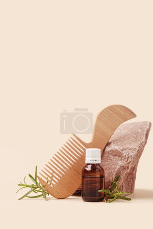 Photo for Rosemary Hair Oil, a trending hair care product, nourishing and revitalizing properties. Oil is enriched with natural rosemary extract, which helps stimulate hair growth, strengthen hair follicles. - Royalty Free Image