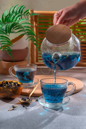 Photo for Anchan - Thai blue tea. Natural antidepressant, calms and normalizes the nevus system. The power of herbs and natural products, ecological consumption, harmony with nature - Royalty Free Image