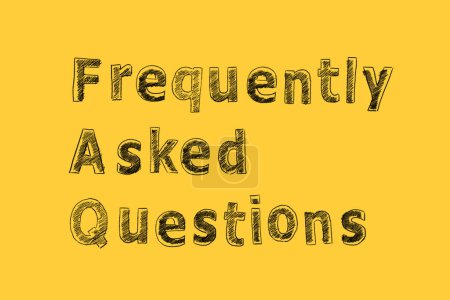 Foto de Hand drawing  text FAQ on yellow background - Imagen libre de derechos