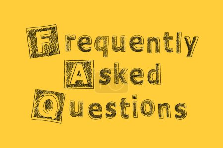 Photo for Hand drawing text Frequently Asked Questions on yellow background - Royalty Free Image