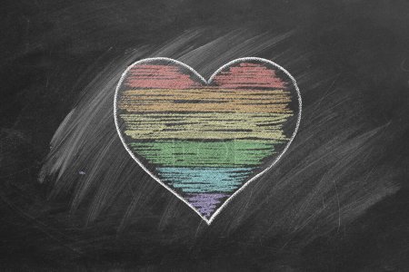Photo for Rainbow heart hand drawn with chalk. LGBT, LGBTQIA concept - Royalty Free Image