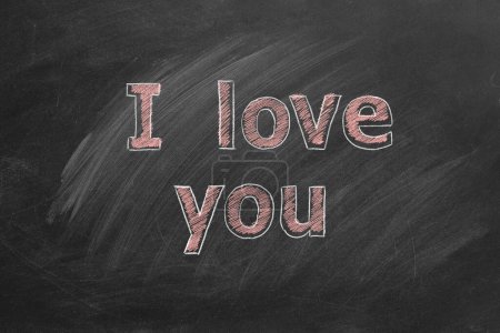 Photo for I love you. Inscription in chalk on the school blackboard. Valentines day. Love concept. - Royalty Free Image