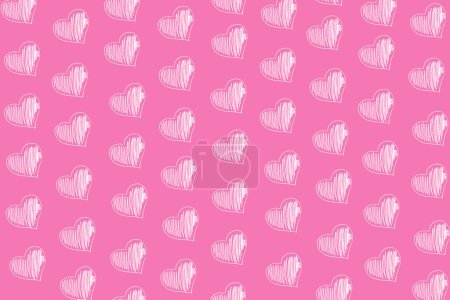 Téléchargez les photos : Motif avec des cœurs dessinés sur un fond rose. Saint Valentin, conception de mariage romantique - en image libre de droit