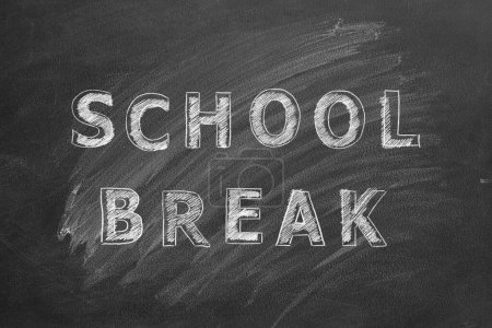 Photo for Hand drawing text School Break on blackboard - Royalty Free Image