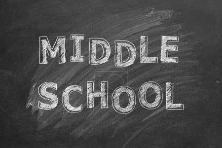 Photo for Lettering MIDDLE SCHOOL on black chalkboard. - Royalty Free Image