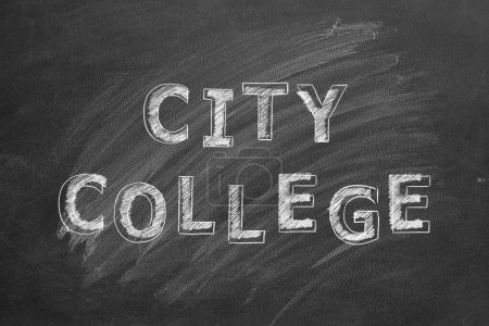 Hand drawn text CITY COLLEGE on blackboard.