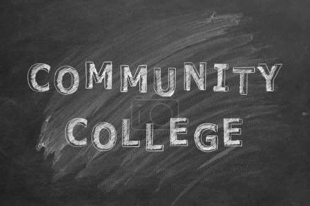 Photo for Hand drawing text Community college on black chalkboard. - Royalty Free Image