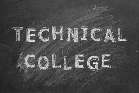 Photo for Hand drawing text Technical college on black chalkboard. - Royalty Free Image