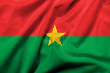 Photo for Realistic 3D Flag of Burkina Faso with satin fabric texture - Royalty Free Image