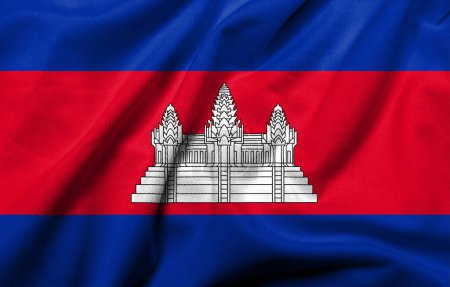 Photo for Realistic 3D Flag of Cambodia with satin fabric texture - Royalty Free Image