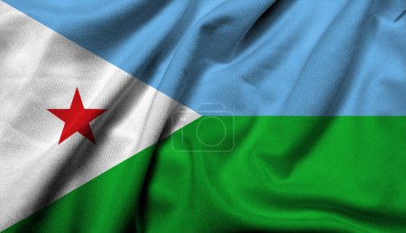 Photo for Realistic 3D Flag of Djibouti with satin fabric texture - Royalty Free Image