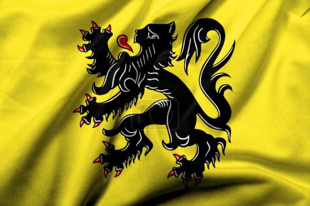 Photo for Realistic 3D Flag of Flanders with satin fabric texture - Royalty Free Image