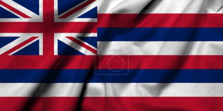 Photo for Realistic 3D Flag of Hawaii with satin fabric texture - Royalty Free Image